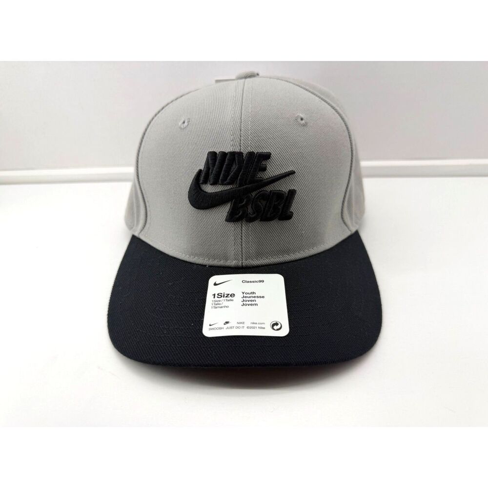 Nike Youth Classic99 Baseball Hat - Color: Pewter Grey & Black
